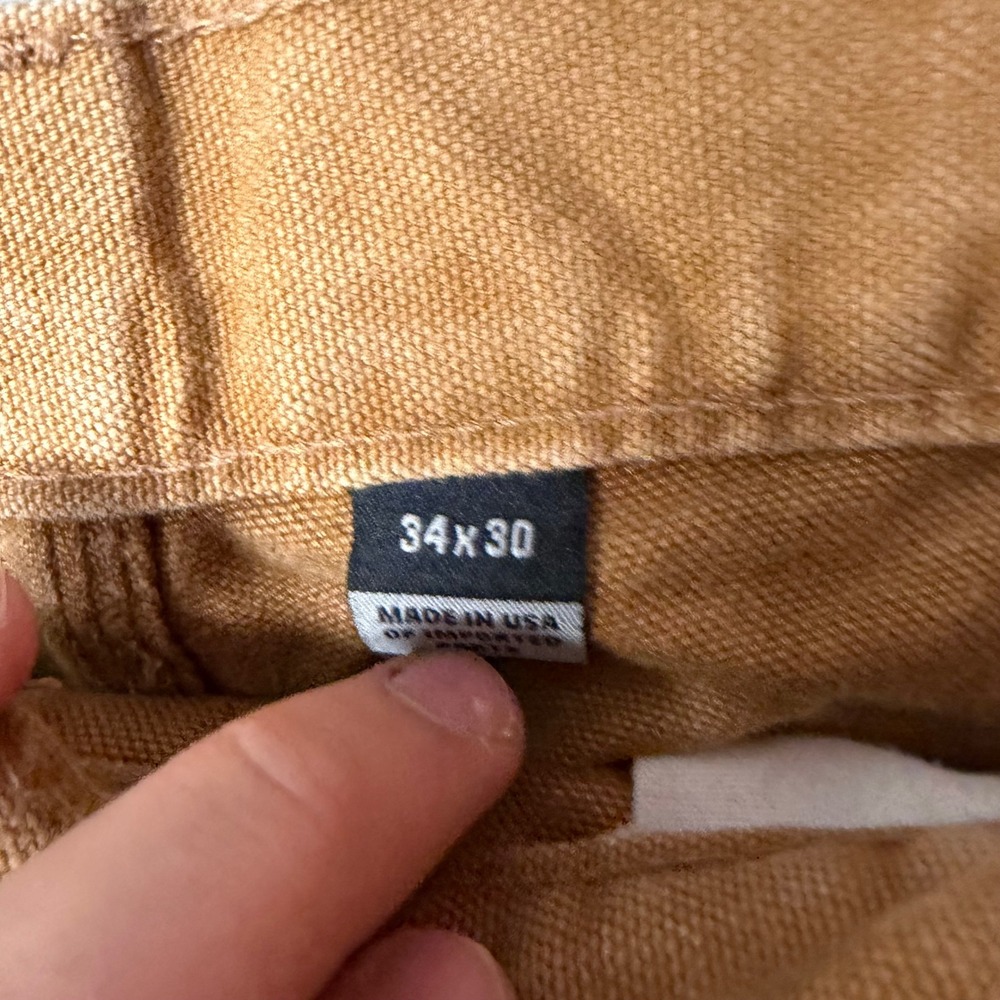 Carhartt Mens Double Front Work Pants Brown Duck Canvas Made in USA 34x30 5607 - Picture 4 of 5